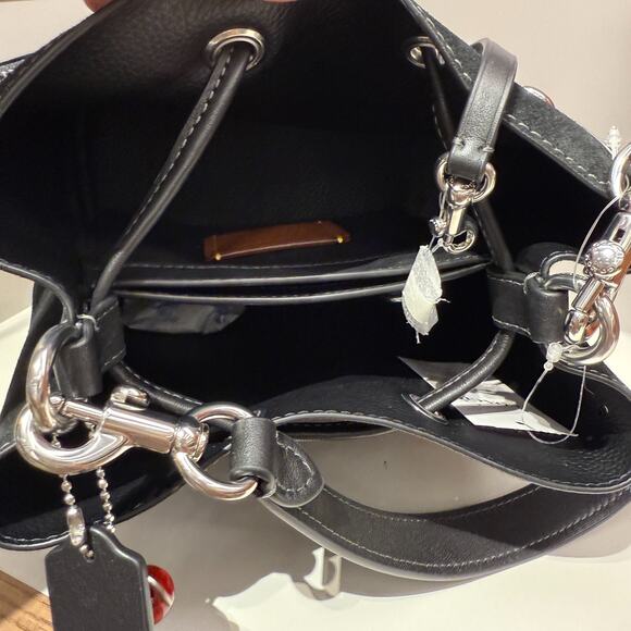 Coach Rowan Bucket Bag With Cherry Charm CCZ89 Suede/Silver/Black - Picture 9 of 10